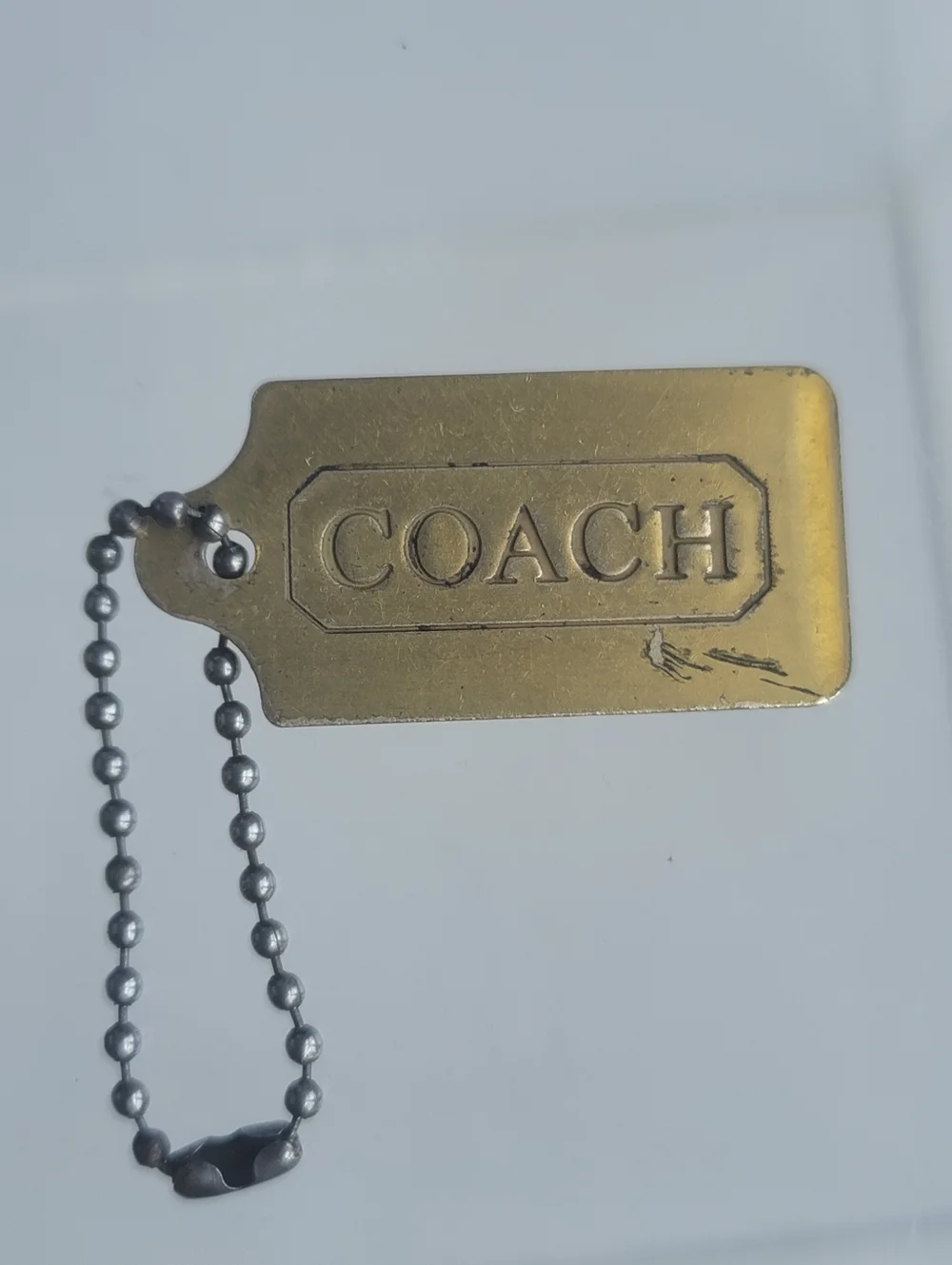 Coach Vintage Antique Brass-Tone Metal Key Chain Tag Fob Charm Hang Tag